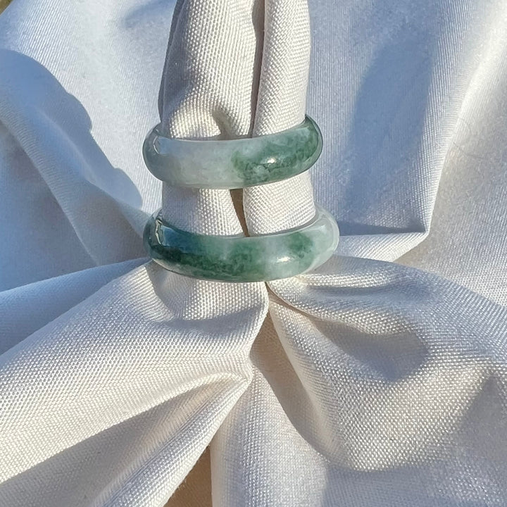 Forest Green Variegated Jade Ring
